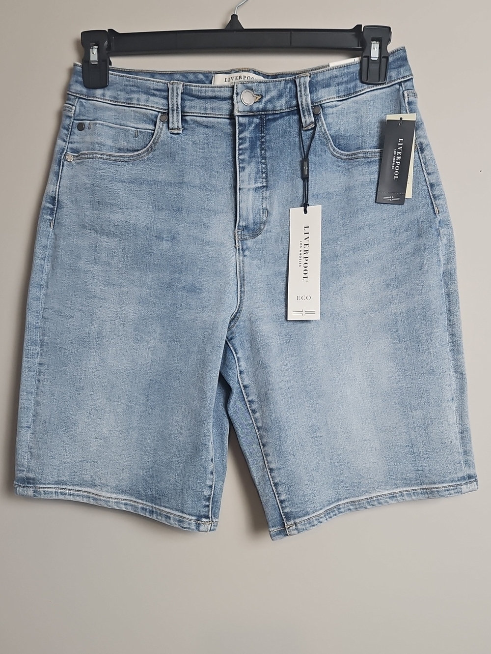 Liverpool LA 10" Inseam High-Rise Stretchy Denim Shorts: Whittier: Size- 10/30